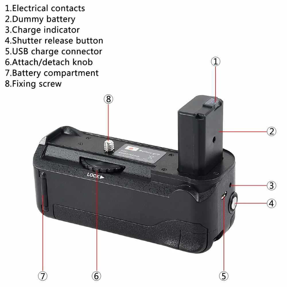 DSTE Multi-Power Vertical Battery Grip Handgrip Holder Remote Control with 2PCS NP-FW50 for Sony A6000 A6300 Camera | Электроника