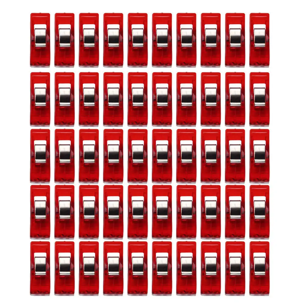 red Горячие Швейные машины инструменты 50 шт прозрачное шитье ремесло одеяло связывание пластиковые зажимы упаковка швейные принадлежности L* 5 - Цвет: red