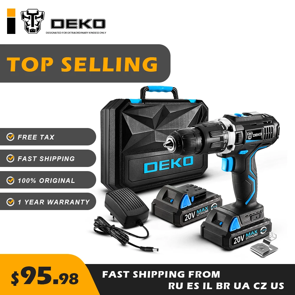 DEKO GCD20DU3 20V MAX Аккумуляторная дрель электрическая отвертка Мини дрель с литий-ионным аккумулятором различная скорость