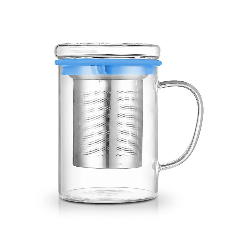 Стеклянная чашка OneIsAll 400 мл для чая из боросиликатного стекла кружка с ситечком и