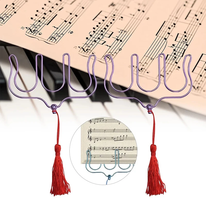 STARWAY 2Pcs/set Purple Creative Music Score Musical Series Clip Guitar Piano Book Page Metal Bookmark Portable Blue Paper Clips | Спорт и