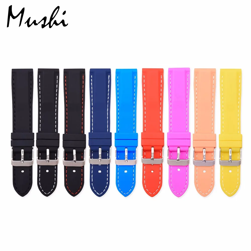 MS силиконовый ремешок для часов Diver Watch Band резиновый ремешок для часов с матовой застежкой из нержавеющей стали 20 мм 22 мм 24 мм ремешок для часов
