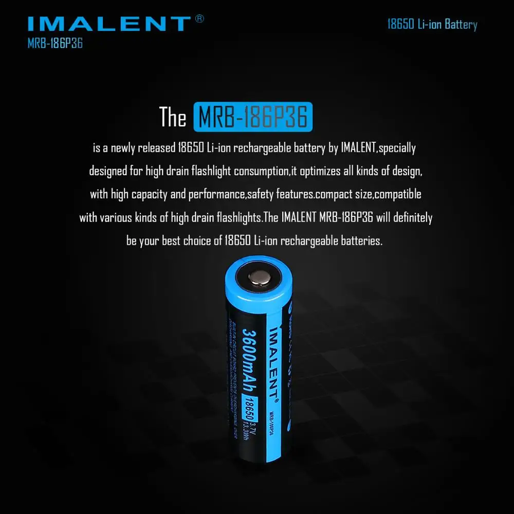 Imalent оригинальный MRB 186P36 18650 3600 Мощная батарея емкостью 6300 мaч литий ионные