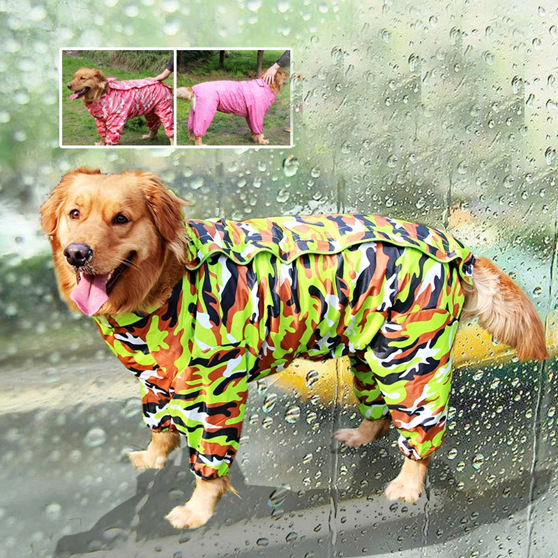 Камуфляжный дождевик для крупных собак водонепроницаемый комбинезон лабрадор