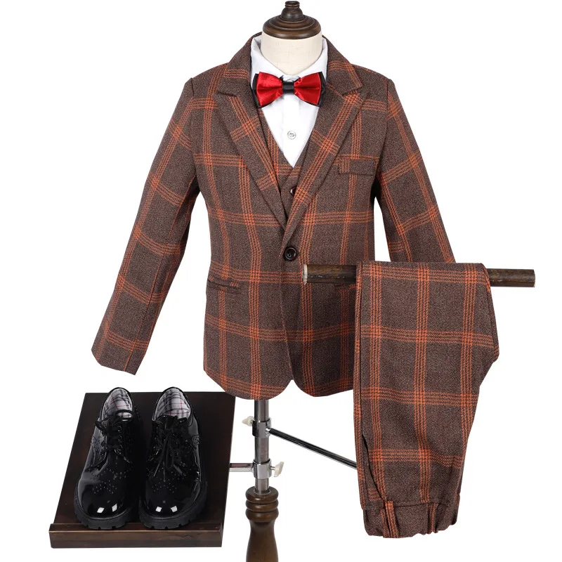 4 шт. бархатные костюмы для мальчиков блейзер жилет рубашка и брюки|Костюмы| |