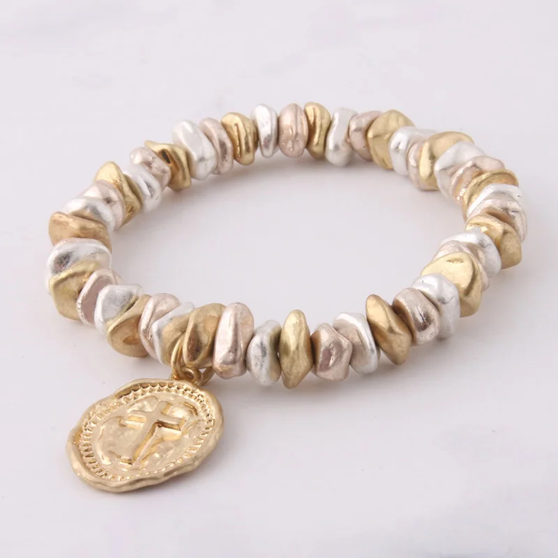 Женский браслет с бусинами NeeFuWoFu винтажный из цинкового сплава металлическими