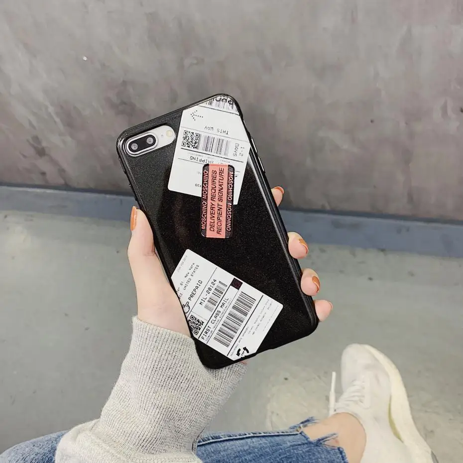 1 Ins Japan clothes MUJI label мягкий чехол для телефона iphone 7 8 6 6S plus 11 Pro X XR XS MAX матовый Силиконовый чехол для пары девушек - Цвет: 1