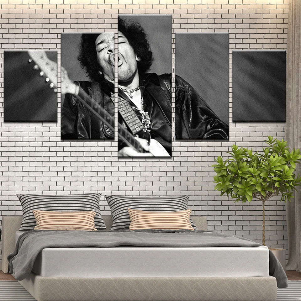 Винтажный черно белый постер для холста Jimi Hendrix картина комнаты украшение дома