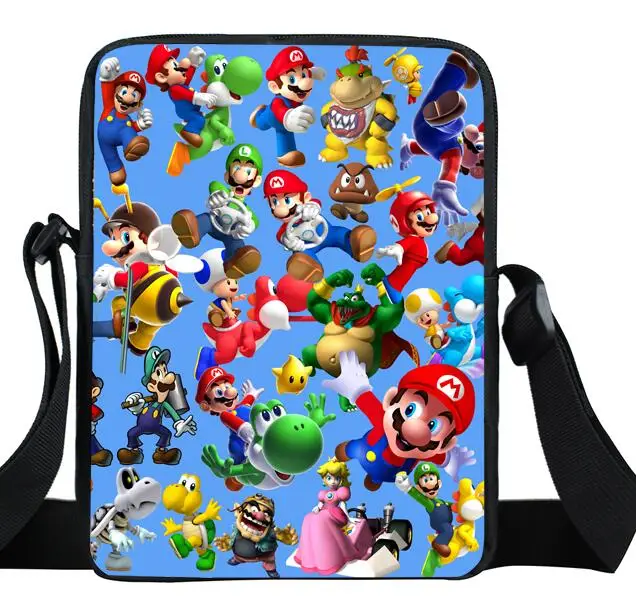 1pcs Messenger Bag 16 дюймов школьные сумки Mario Bros Sonic школьный рюкзак для девочек и мальчиков ортопедический Школьный Рюкзак Детские сумки для книг - Цвет: 1pcs Messenger Bag