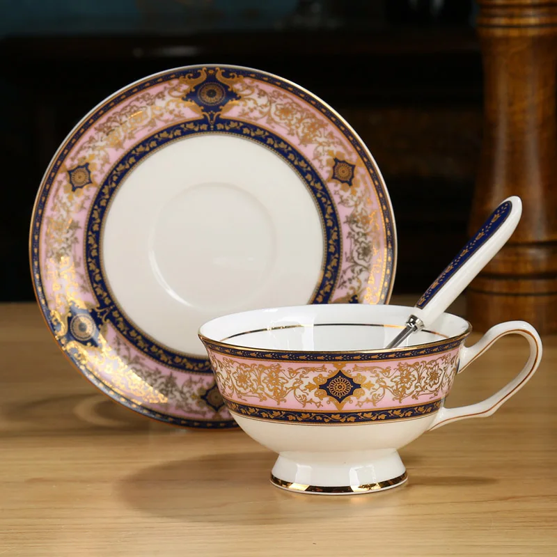 A4 1-piece set Классический рисунок живопись кофейные чашки и блюдце костяного фарфора фарфор для послеобеденного чая чашки набор чашка дизайн tazas де кафе кофе - Цвет: A4 1-piece set