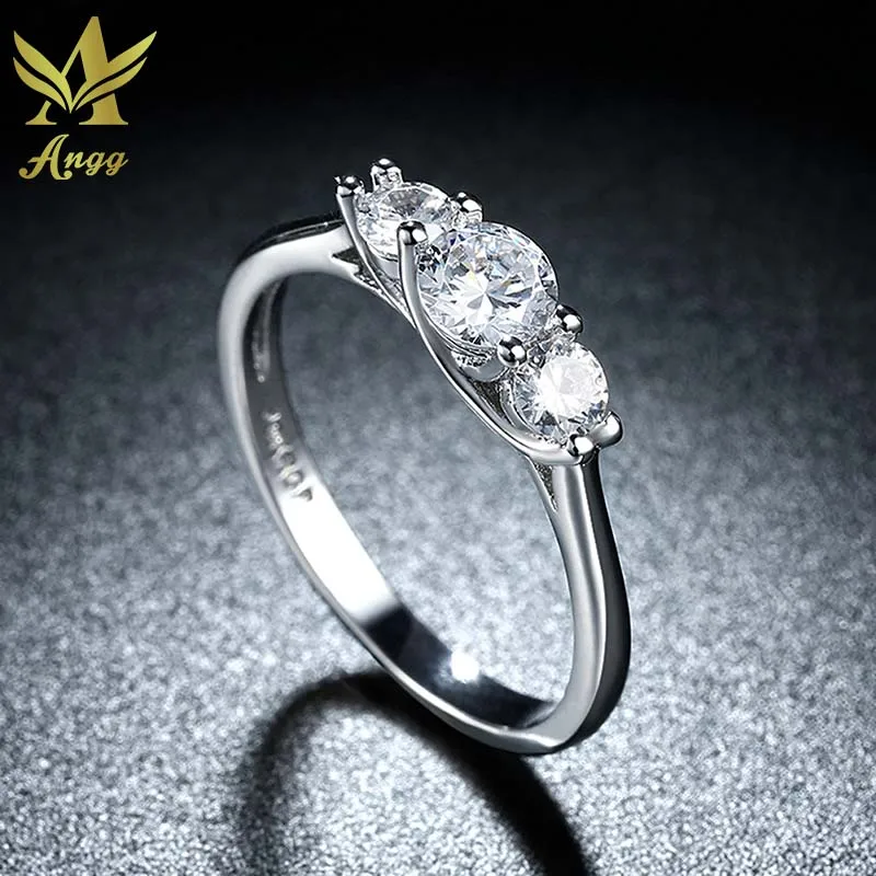 Angg Мода кольцо фианит свадьбу Обручение Jewelry Кольцо Обручальные кольца Круглый
