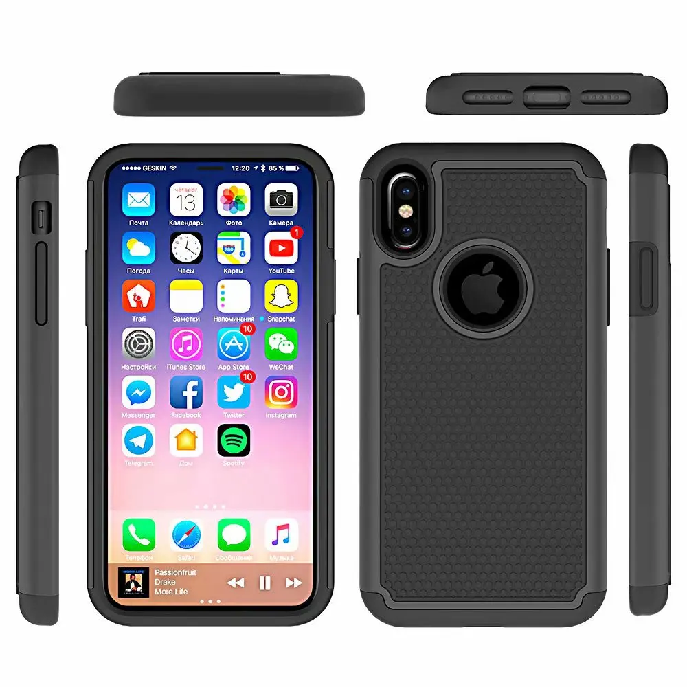 HYSOWENDLY чехол s для iPhone X Броня прочный жесткий PC + Мягкий силиконовый 7 Plus 8 8Plus