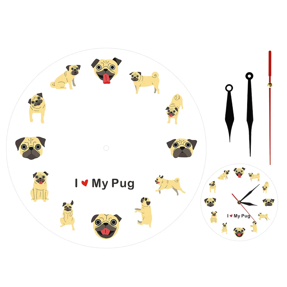 

I love my Pug Dog Iconic Silhouette Adorable Dog Vivid Colorful Wall Clock Pet Lovers Gift Silent Decorative Clock Home Decor