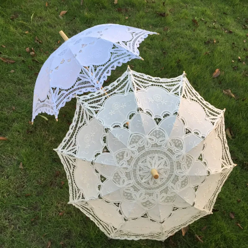 Новый Винтажный кружевной зонтик ручной работы с вышивкой белый и бежевый Battenburg