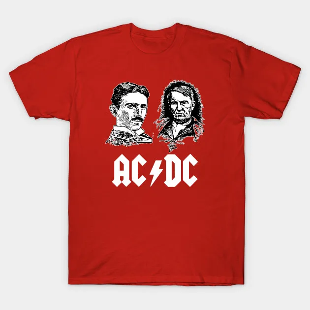 Прямые Продажи тройники homme Одежда Печати Хлопок короткий О шеи AC Тесла Эдисон