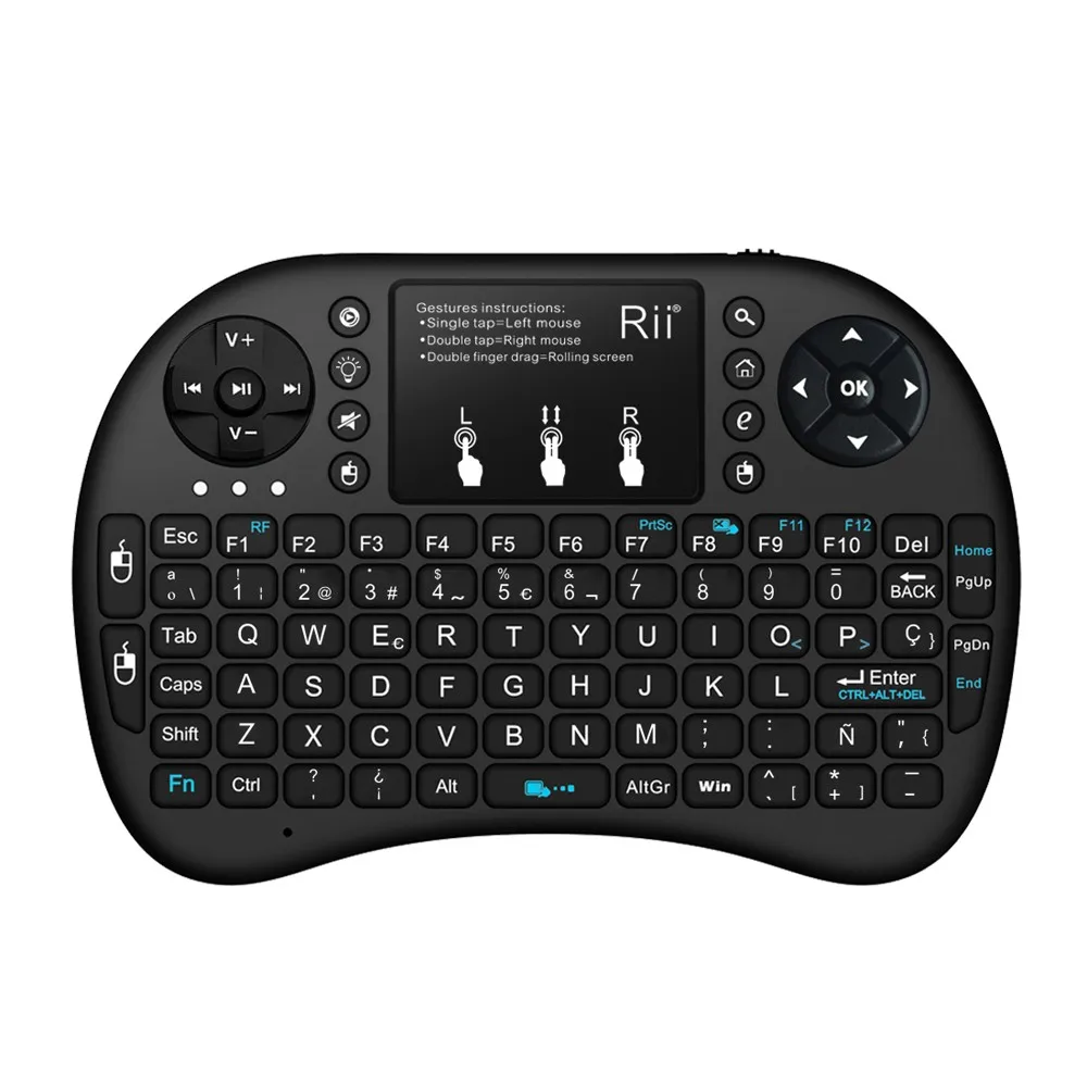 

Оригинальная Беспроводная Клавиатура Rii i8 + с испанской и английской раскладкой и тачпадом с подсветкой для Smart Android Google TV Box HTPC