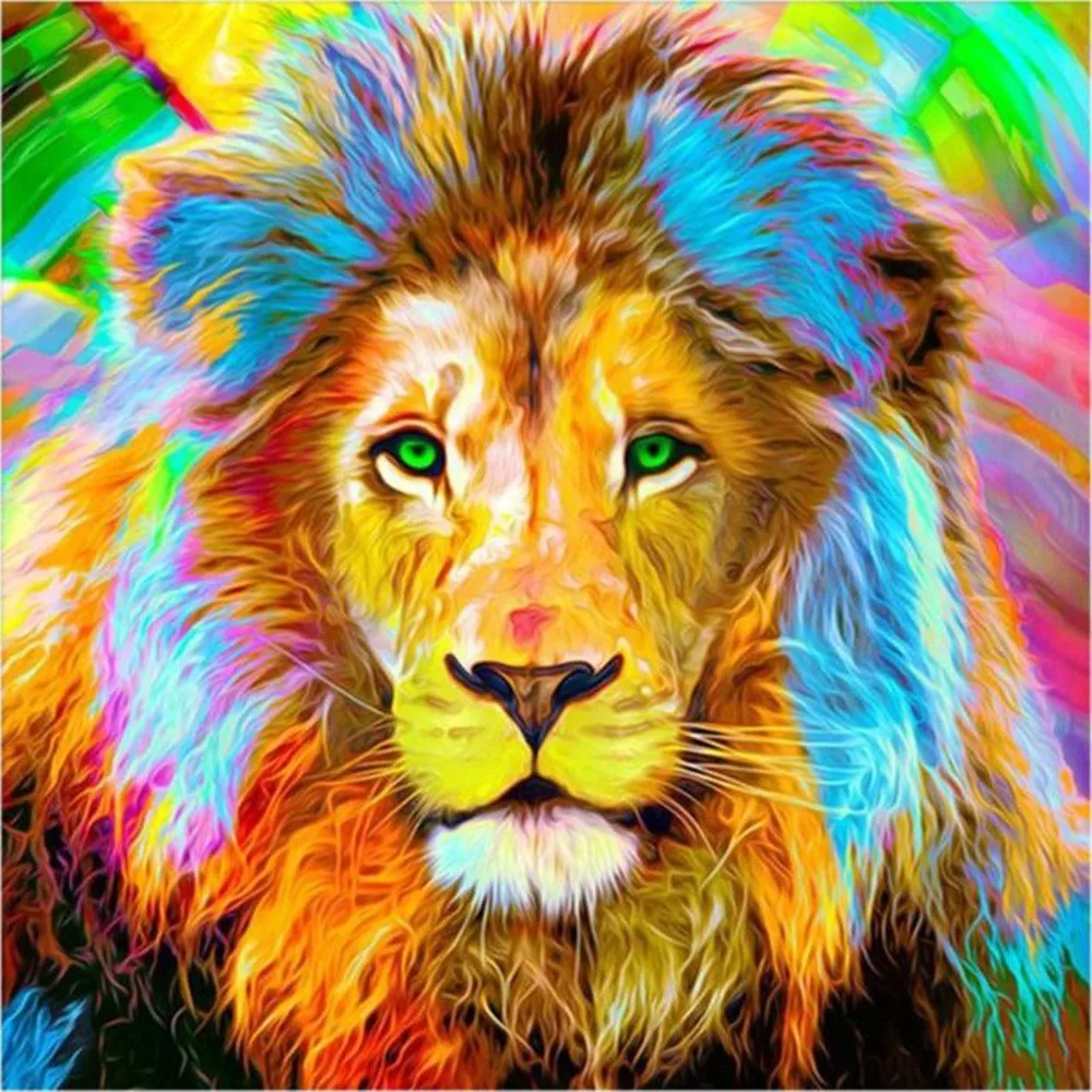 

Diy 5d Diamond Painting Lion Face Cross Stitch Animal Mosaic Embroidery Square Diamond Embroidery Kit Bedroom Decor