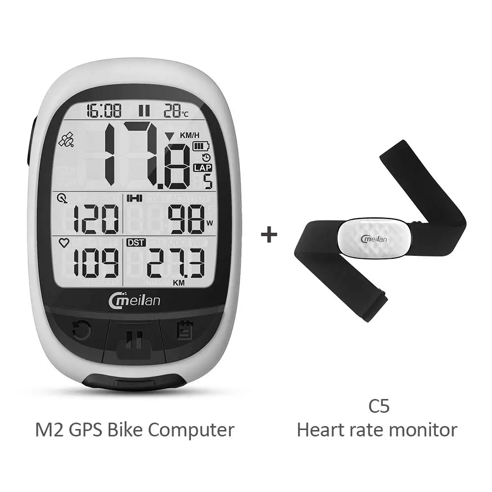 Meilan GPS ядро беспроводной велосипед компьютер M2 Велоспорт + C5 монитор сердечного