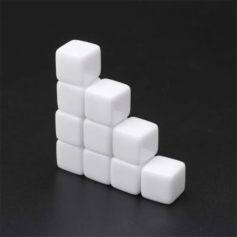 

10Pieces 12mm 14mm 16mm 18mm 20mm 25mm Glossy D6 White Blank Dice With Square Angle Cube For Board Game Accessries