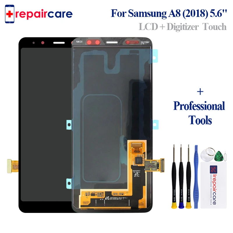 

Super AMOLED ЖК-дисплей для SAMSUNG Galaxy A8 2018 Дисплей Сенсорный экран Digitizer Замена A530F A530N 5,6 "для SAMSUNG A8 2018 ЖК-дисплей