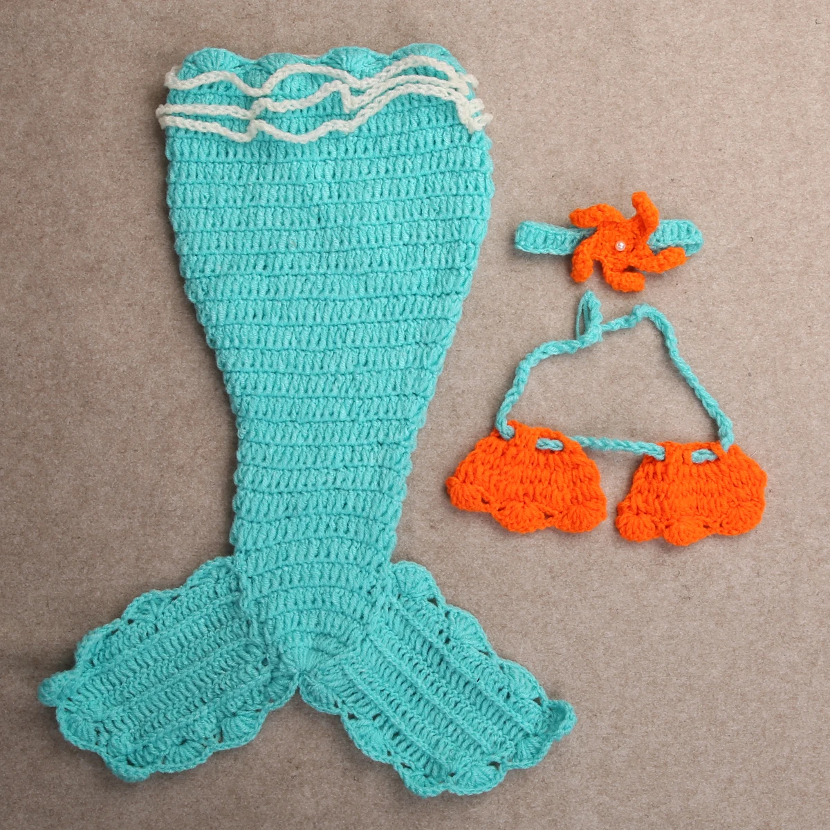 Голубой костюм Русалочки для новорожденных мальчиков и девочек Детский реквизит