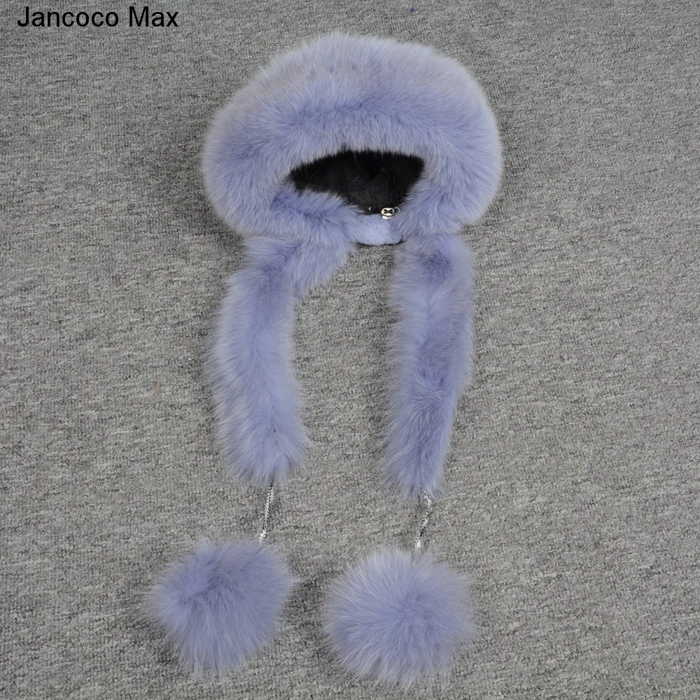 Jancoco Max/новые стильные женские теплые зимние шапки из натурального меха кролика Рекс и лисы модные меховые шапки шарф наивысшего качества S7145