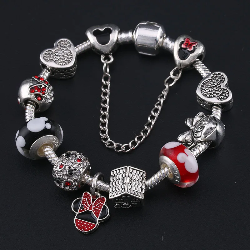 newstainless steel bangle enamel Cute Mouse Charms Fit European Bracelet &amp Bangle Vintang Love for Summer | Украшения и