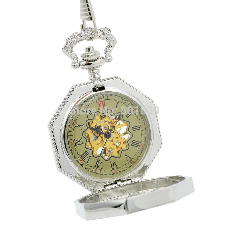 Мужские карманные часы большого размера из металлического сплава с блестящей