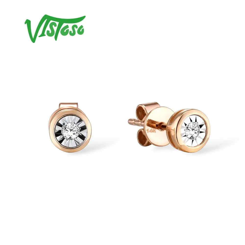 VISTOSO Pure 14K 585 двухцветные золотистые сверкающие иллюзии набор чудо пластинчатых