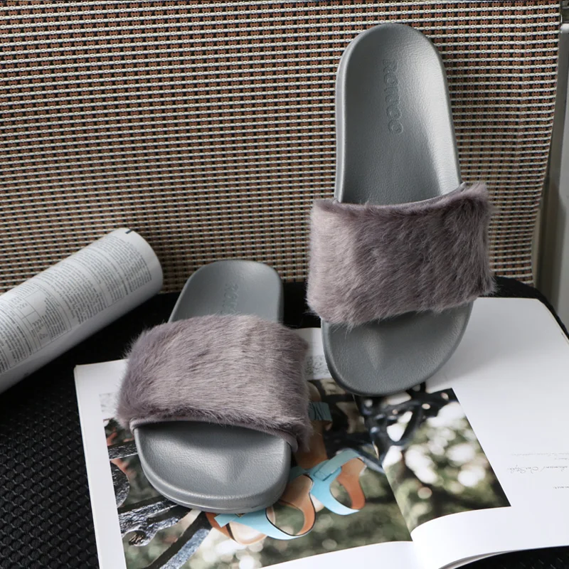 Повседневные тапочки модная зимняя женская домашняя обувь с открытым носком