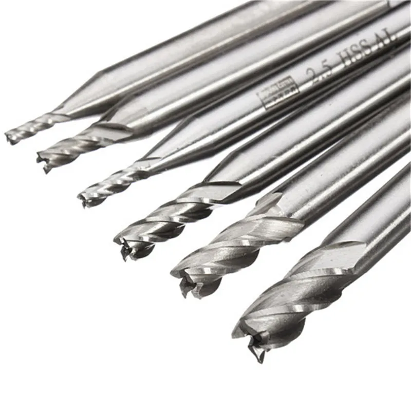 DANIU 6pcs 2-6mm 4 Flute Milling Cutter HSS End Mills Router Bits Engraving CNC Rotary Burrs Set Power Tools | Инструменты