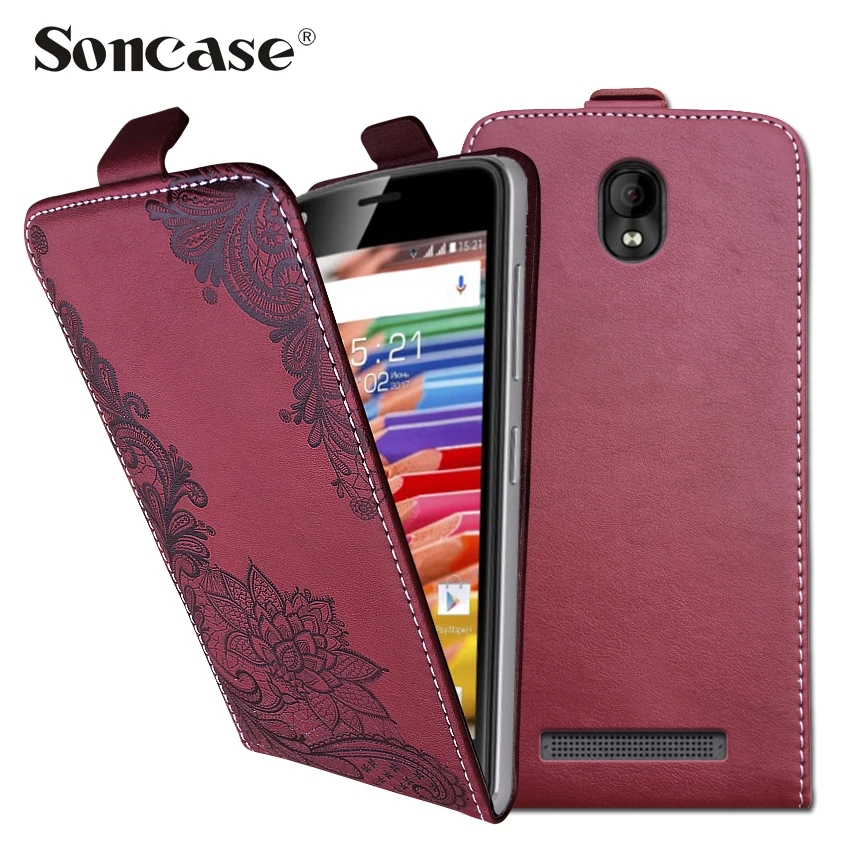 3D Stereo Embossing lace flower butterfly flip up and down leather phone bag cover case for Vertex Impress Bear | Мобильные телефоны