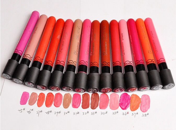 Maquillage Labiales 38 цветов жидкая матовая губная помада долговечная Pintalabios Водонепроницаемая губная помада для красоты