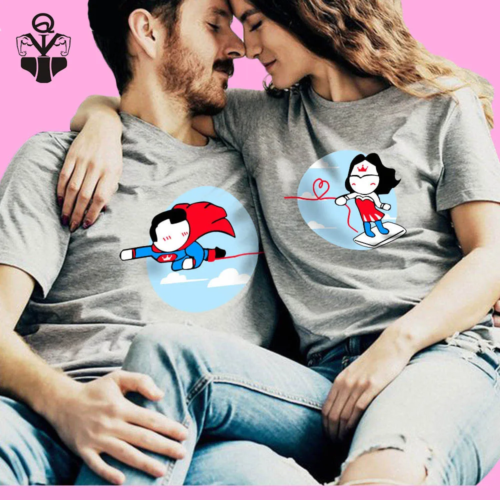 QIM Couples Lovers T-Shirt for Women 2019 Summer Cotton Casual White Tops Tshirt T Shirt Love Heart Print Female | Женская одежда