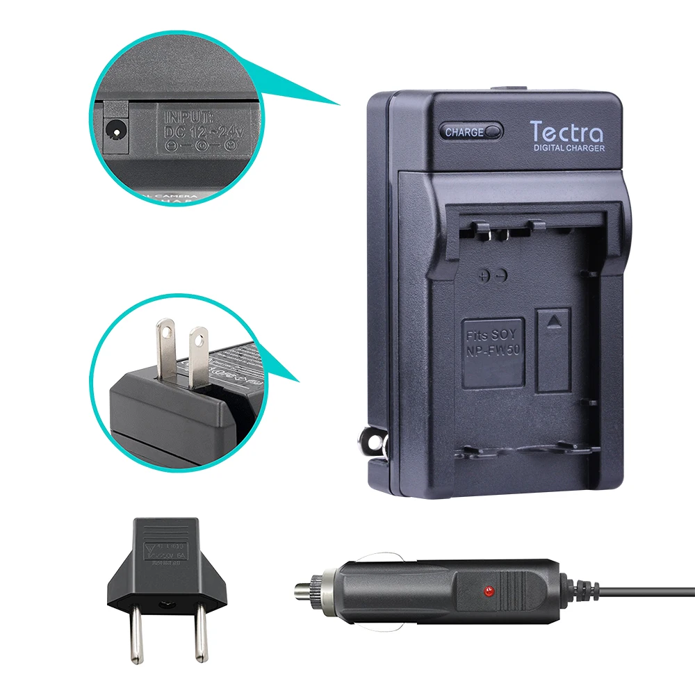 Аккумуляторная батарея Tectra NP-FW50 NPFW50 + Цифровое зарядное устройство 2 шт. для Sony Alpha