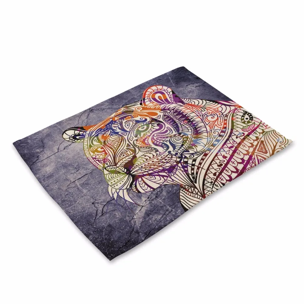 Animal Printing Cotton Table Napkins Polyester Dinner Cloth Hotel For Wedding Party Decoration Tiger Mat | Дом и сад