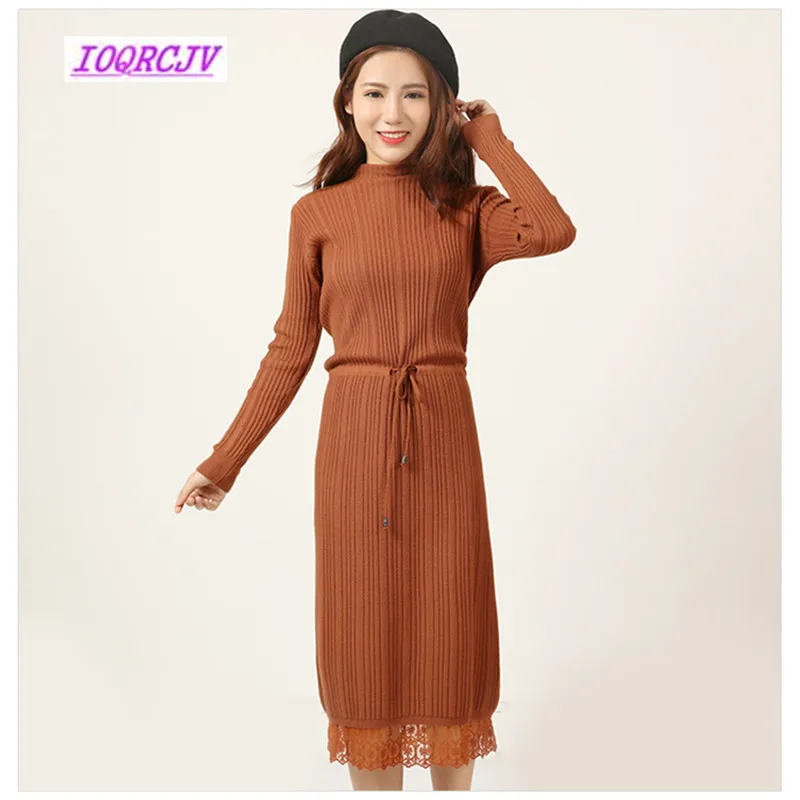 2018 повседневное длинное вязаное платье свитер женские платья сезон зима осень