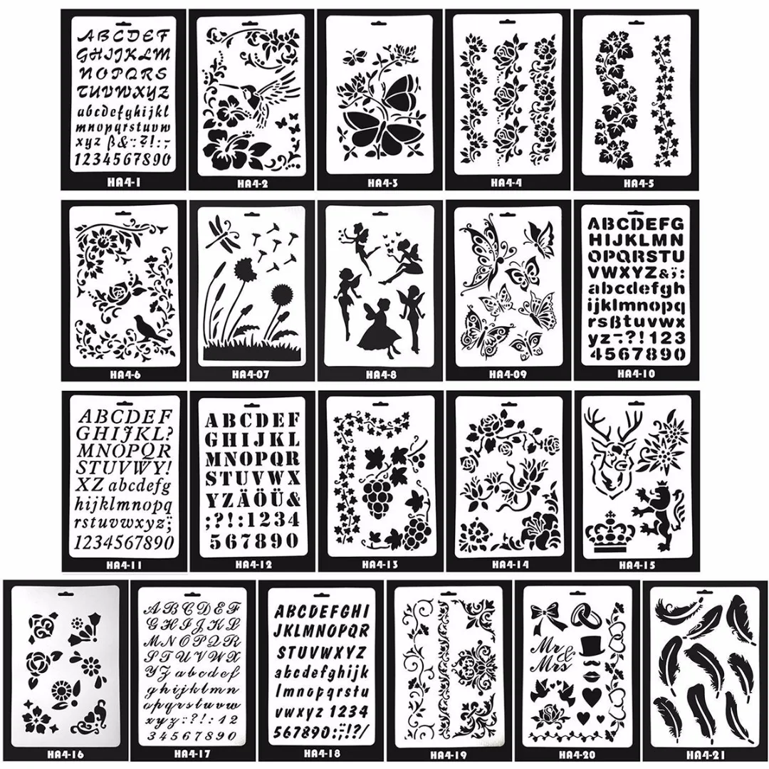 

JX-LCLYL 21pcs New Bullet Journal Stencil Set DIY Drawing Painting Template Stencil Diary
