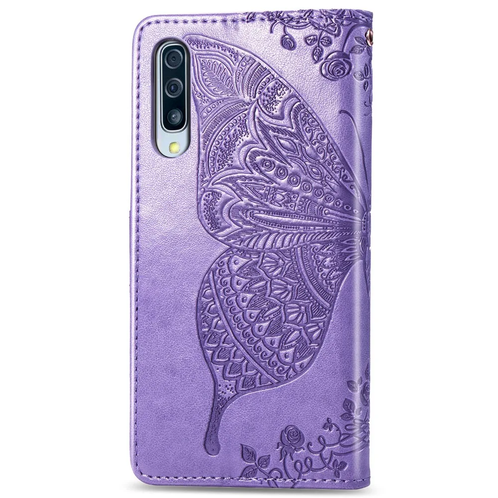 GKK чехол для Samsung A10 A20 A30 A40 A50 Магнитная сумка с пряжкой стереоскопическая бабочка