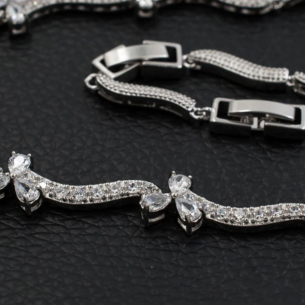 Новинка 2017 Полный AAA Фианит свадебные цветы ожерелье серьги набор высокое