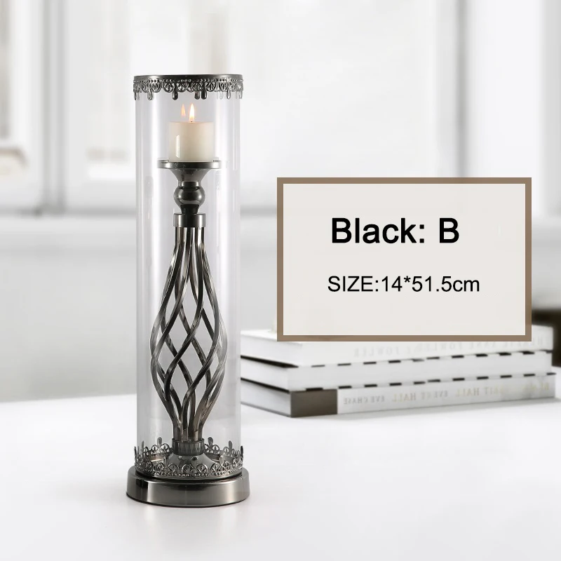 Black-B Подсвечник, украшение, домашний цилиндр, романтический подсвечник, подсвечник для ужина, подсвечник для дома, для свадьбы, украшение в центре - Цвет: Black-B