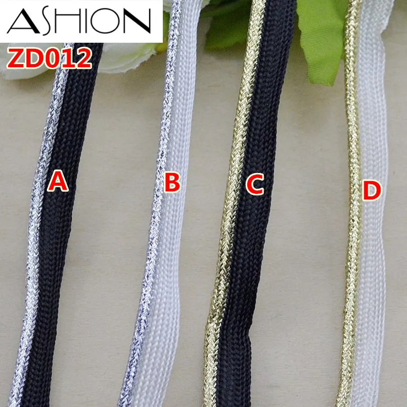 10 метров ширина 1 см черная белая и Золотая Серебряная инкрустированная лента с