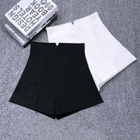 white black stretch suit shorts women new mini short femme high waist shorts women hotpants elegant wide leg summer shorts c5378