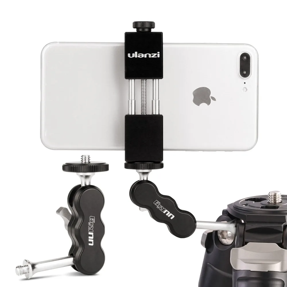 UURIG R002 Magic Arm Mount совместимые с ЧПУ двойной шаровой головкой с 1/4 ''винтом для монитор телефона Gimbal камера видео легкий штатив