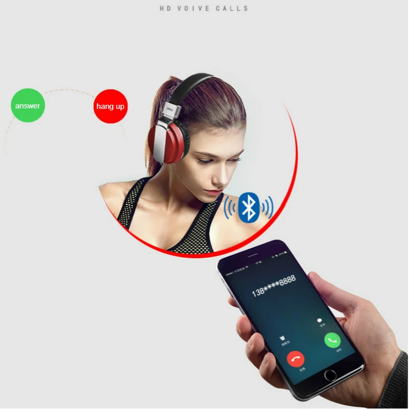 Наушники с шумоподавлением складная гарнитура Bluetooth 4 1 наушники поддержкой TF