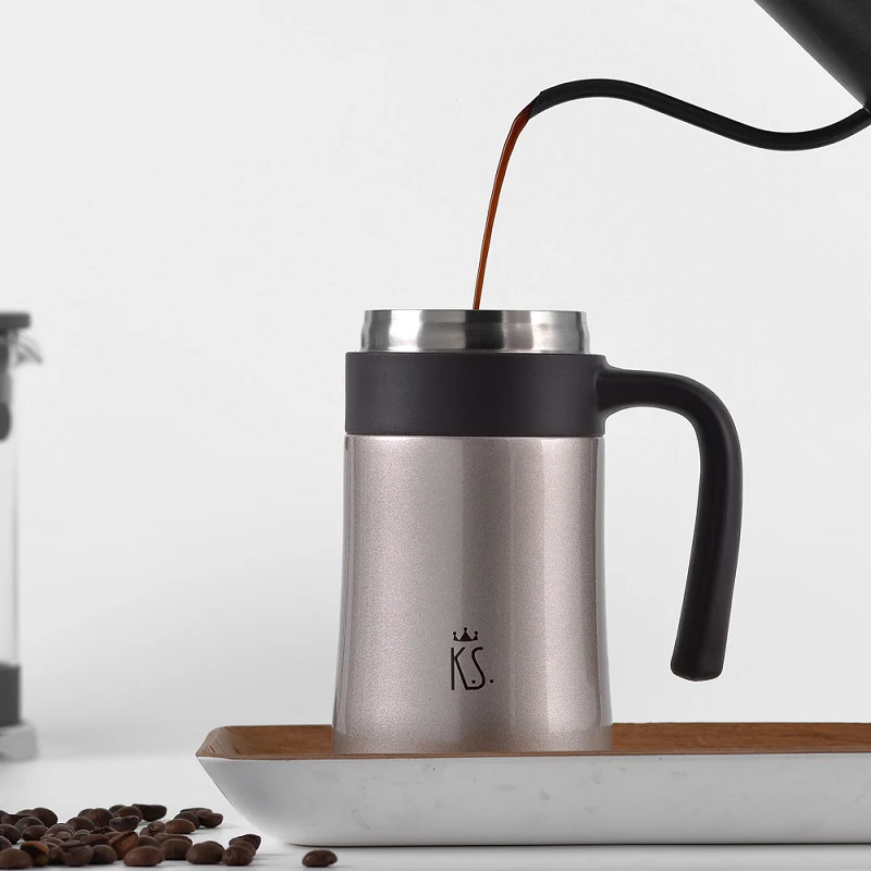 380ML Thermos Office Cup Vacuum Flasks With Handgrip Stainless Steel Insulated Mug Water Bottle |