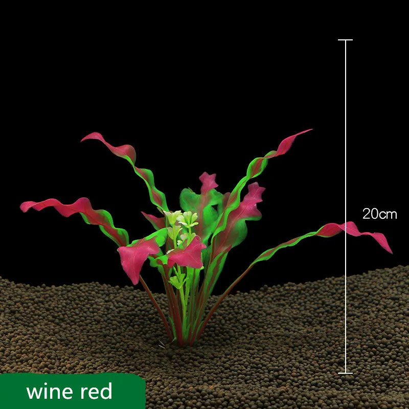 wine red Новинка, 20 см, Зеленые искусственные защитные материалы для моделирования, ПВХ, водяные растения, ламинария для аквариума, аксессуары для аквариума, Decoratio - Цвет: wine red
