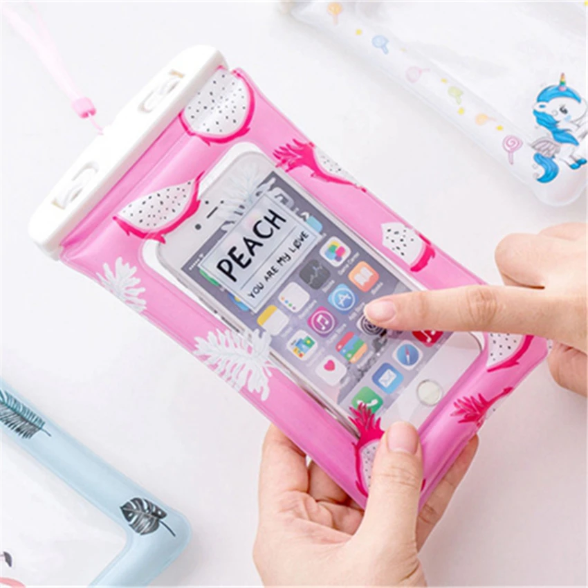 Swimming Bags Waterproof with Luminous Underwater Pouch Carnoon Flamingo Soft TPU For iPhone 6 7 8 Plus X Coque Funda |