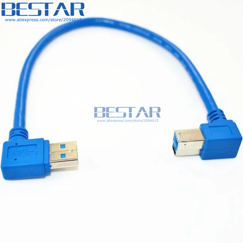 (50pcs/lot) 1Ft USB 3.0 A male AM 90D Right angle to B BM angled printer Cable 30cm for printers Scanners HDD | Электроника