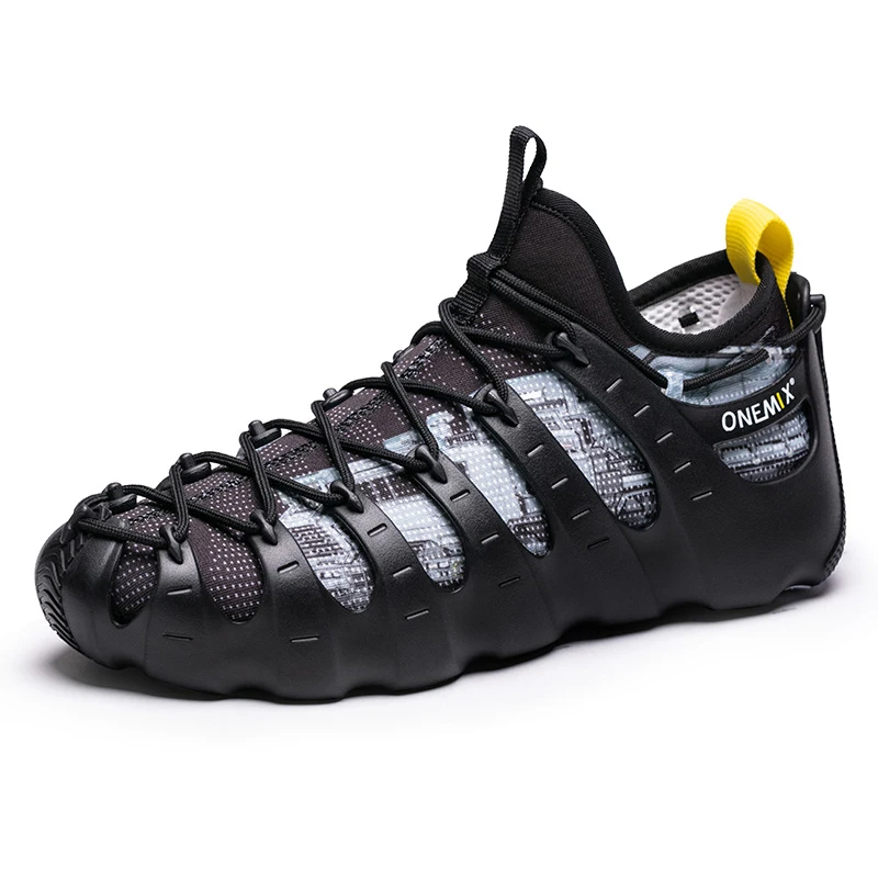 Onemix Summer Functional Rome Running Shoes 1 Shoes 3 Wear Breathable Black Sneakers Two-Piece Yoga Shoes Water Diving Shoes
